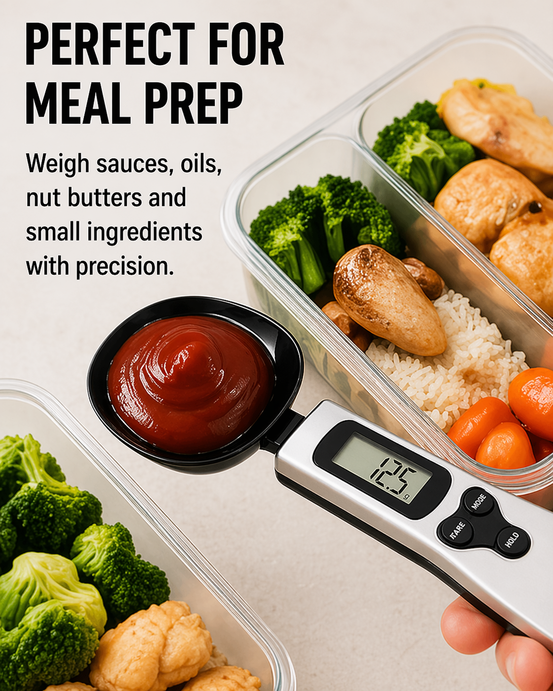 The MacroSpoon - Mini Spoon Scale Digital Kitchen Scale Electronic LCD Food Scale 0.1-500g Cooking Flour Milk Coffee Powder Weight Measure Spoon