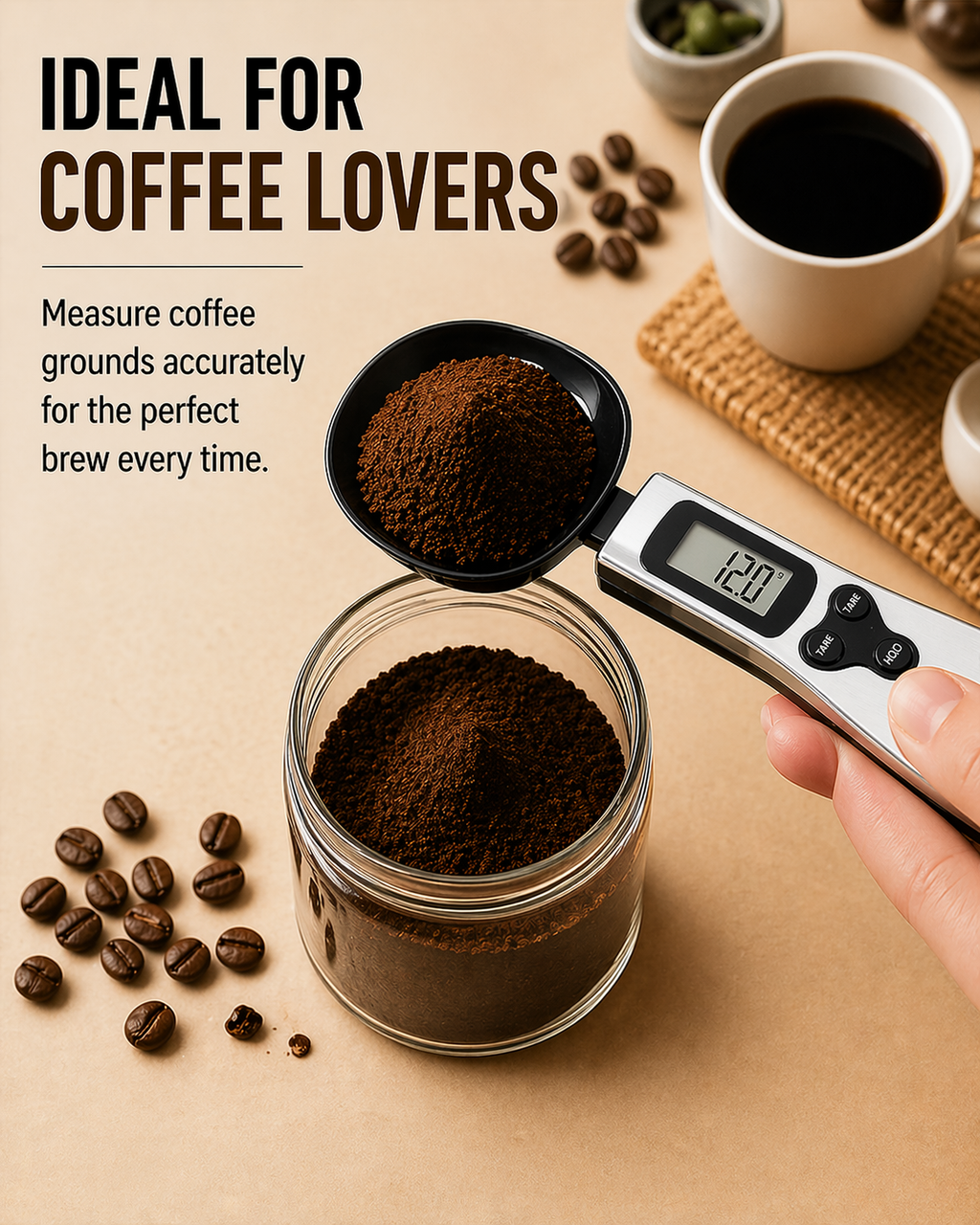 The MacroSpoon - Mini Spoon Scale Digital Kitchen Scale Electronic LCD Food Scale 0.1-500g Cooking Flour Milk Coffee Powder Weight Measure Spoon