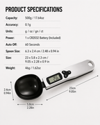 The MacroSpoon - Mini Spoon Scale Digital Kitchen Scale Electronic LCD Food Scale 0.1-500g Cooking Flour Milk Coffee Powder Weight Measure Spoon